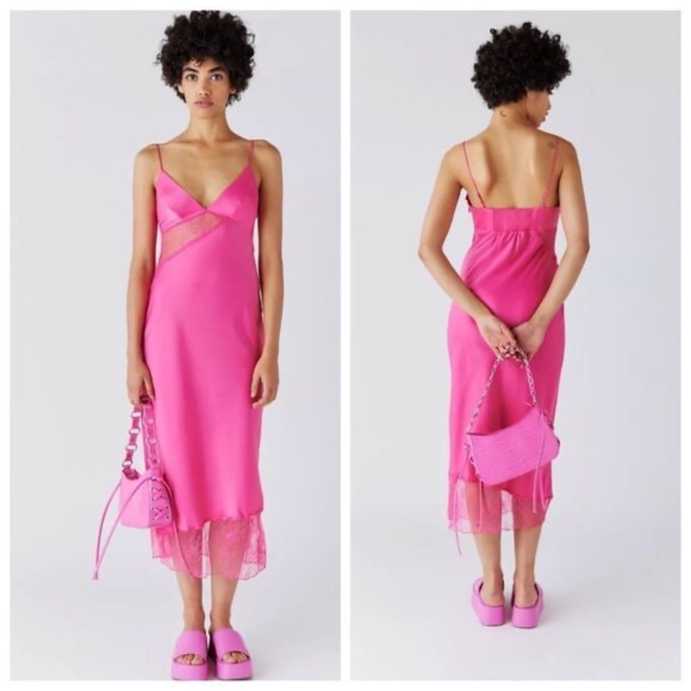 Hot pink slip dress